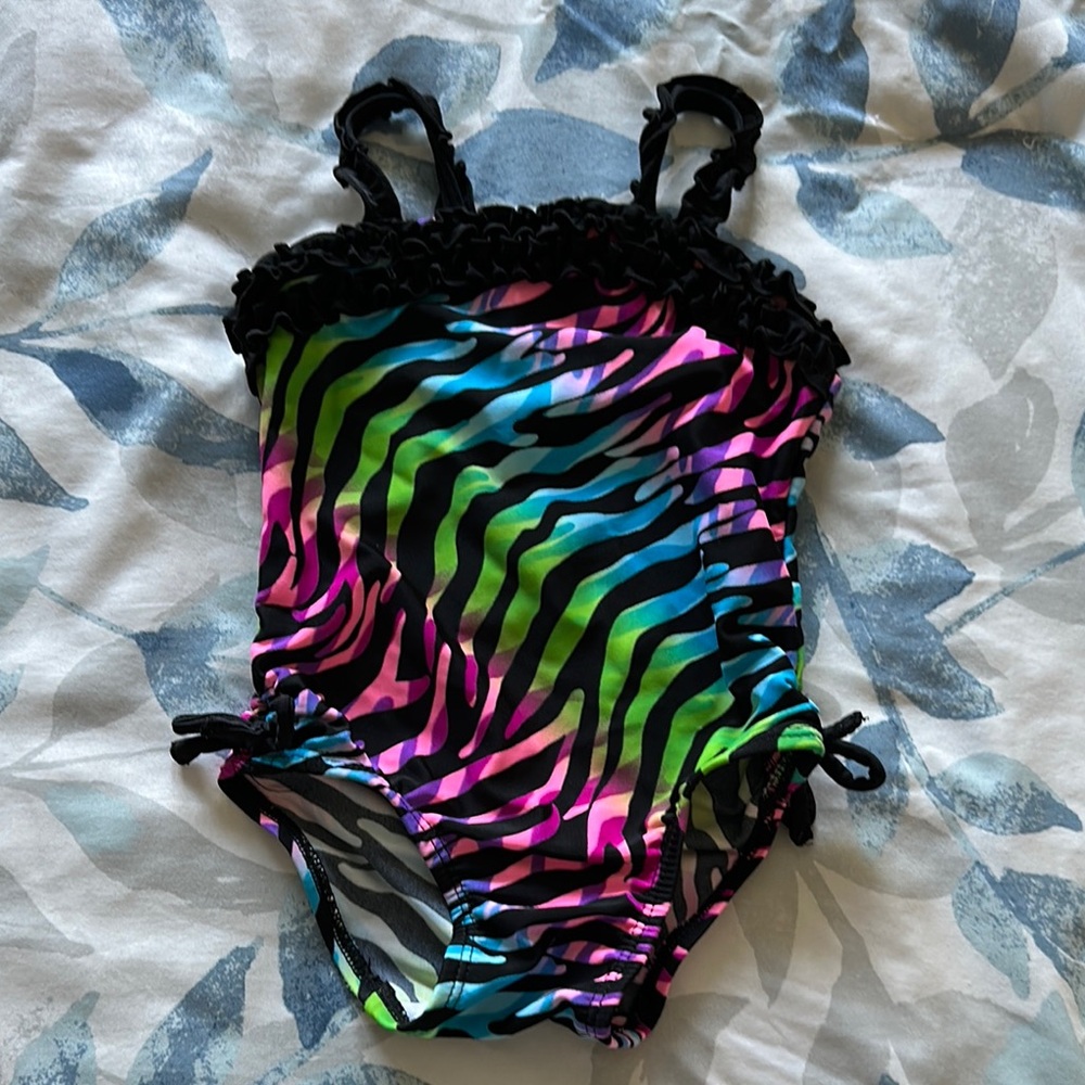 Colorful Zebra Print Kids Swimsuit